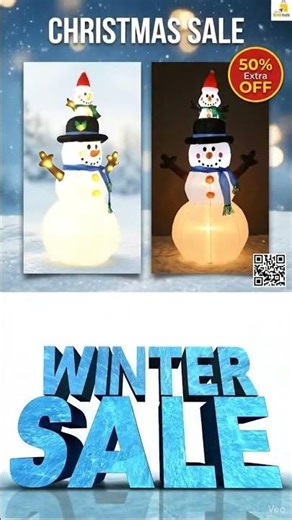 50% OFF Inflatable Snowman! 🎄 Full Setup + Night Test