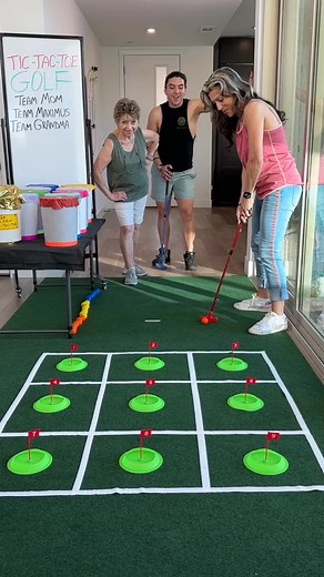 Tic Tac Toe GOLF new challenge ⛳️ #putputgolf #tictactoegame #prizes #family #lasvegastiktok