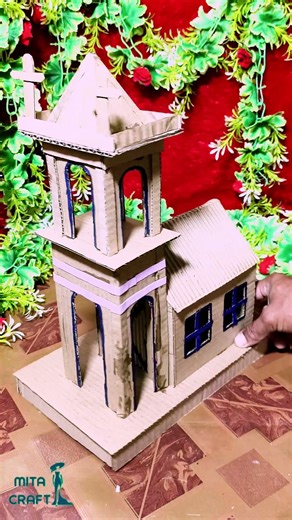 Cardboard Church Model Making | School Project Craft | DIY Miniature Church#shorts #craft #vedios