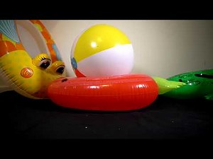 POPPING INFLATABLES - SWIM RING AND 24 INCH BEACHBALL