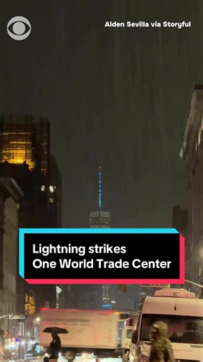 A bolt of lightning hit New York City's One World Trade Center, the tallest skyscraper in the U.S., in the early hours of Thursday. #weather #nyc #ny #usa #newyork