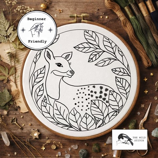 Deer Embroidery Pattern for Beginners | PDF Download With Step by Step Instructions - Etsy UK