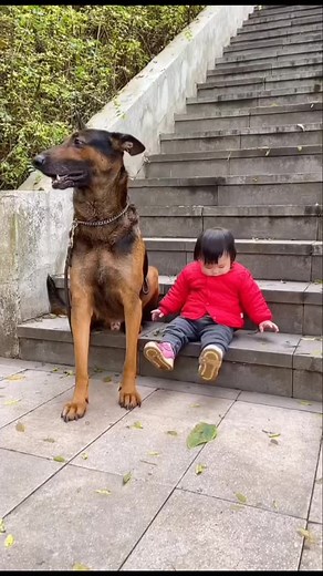The dog takes the baby: You sit down, I go to find your mother.#Children #Interesting #Cute #Funny #dogs #Dog #pet