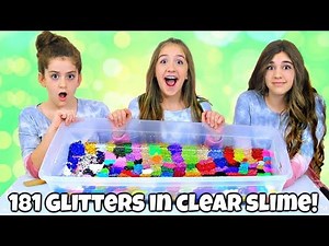 Mixing 181 Glitters into Giant Clear Slime!