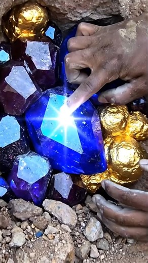 Discovery of blue and gold ruby crystals#gemstone #crystals #diamond #agate #jade #gold #discovery