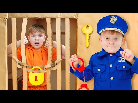 Escape from CARDBOARD PRISON Challenge & Kids Adventures