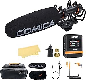 COMICA VM40 2.4G Wireless Shotgun Microphone for Camera,Smartphone and PC,Super Cardioid Mic Support One-Key Denoise with APP Control for Video Recording, Filmmakers, Vloggers