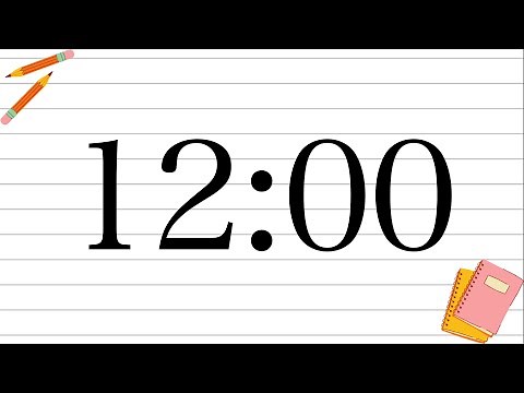 12 Minute Fun School Notebook Classroom Timer (No Music, Piano Alarm at End)