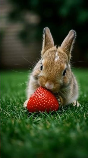 This Rabbit Can’t Stop Eating Strawberry 🍓🐰 | ASMR Crunch#ai#rabbit#asmr#shortsviral