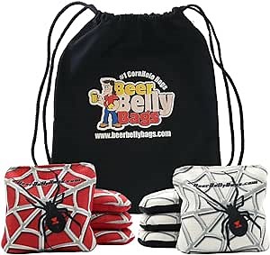Beer Belly Bags Cornhole - Competitive Series 8 Bags Resin Filled - Double Sided - Sticky Side | Slick Side - Basketweave