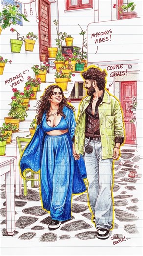 TheDoubletDiary | Couple Travel on Instagram: "Exact Prompt we used👇👇 generate hand drawn portrait illustration in red and yellow pen on notebook paper, inspired by doodle art and comic annotations. Keep full likeness of the subject, expressive lines, spontaneous gestures, bold outline glow, handwritten notes around, realistic pen stroke texture, 4k resolution! which sketch turned out the best? #trendingreels #googlegemini #couplegoals [ google gemini trend, couple sketch trend, Gemini prompt