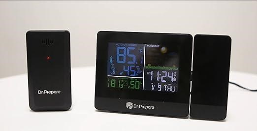 DR.PREPARE Projection Alarm Clock, Weather Forecast