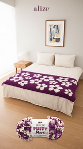 58K views · 562 reactions | Alize Puffy More ile Çiçek Desenli Yatak Şalı Flower-Pattern Bed Throw #alizepuffymore #alizeyarns #alizeiplikleri | Alize Hand Knitting Yarns | Facebook