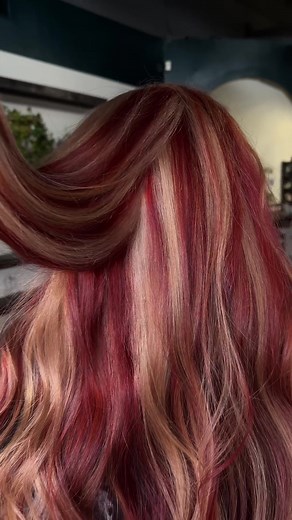 Calico Hair: Red, Copper & Blonde Chunky Highlights