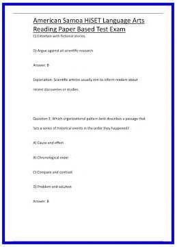 American Samoa HiSET Language Arts Reading Paper Based Test Exam 636x882