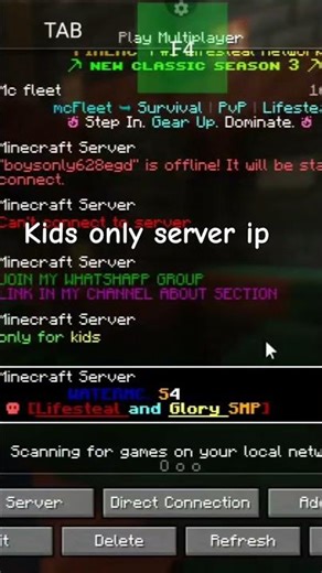 kids only server ip only for kids
