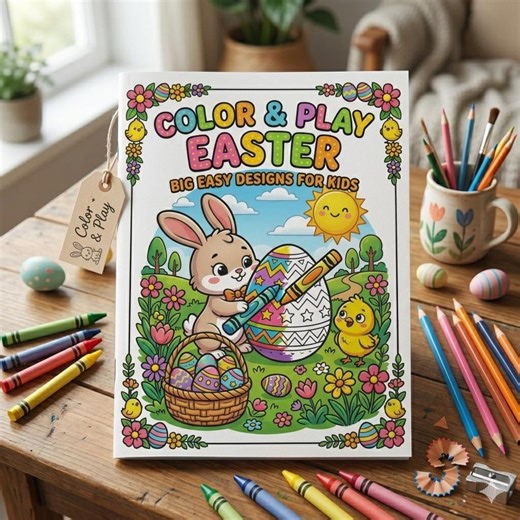 Easter Coloring Book Printable PDF | Bunny & Egg Coloring Pages | Kids Activity Instant Download - Etsy