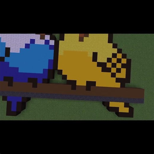 Cute pixel birds in MINECRAFT