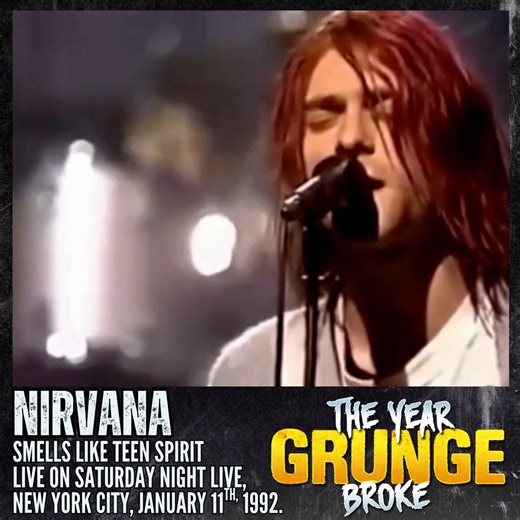 NIRVANA - Smells Like Teen Spirit - ON THIS DAY, January 11th, 1992, Live on Saturday Night Live. On January 11th, 1992, NIRVANA achieved the unthinkable: Their album Nevermind knocked Michael Jackson off the No. 1 spot on the Billboard chart. The accomplishment just happened to coincide with the band's first performance on Saturday Night Live. | The YEAR Grunge BROKE