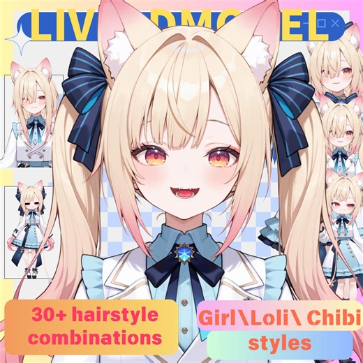 Live2d Model: Cat-eared Idol Girl – Vtuber Model FULLY RIGGED - Ready to Use! Launcher Included - Etsy