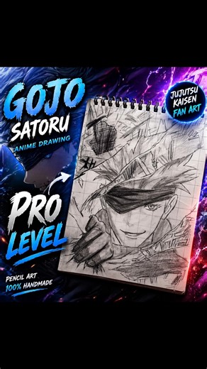 GOJO SATORU Drawing 🔥 100% PRO LEVEL Anime Sketch | Jujutsu Kaisen Art