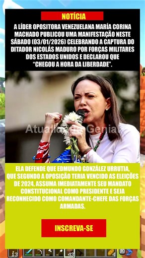 MARÍA CORINA MACHADO EXIGE TROCA DE GOVERNO IMEDIATA NA VENEZUELA!