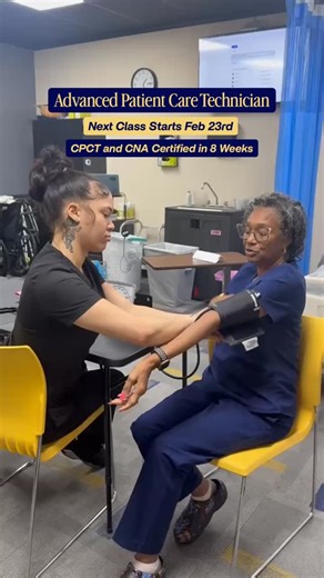 Professional Allied Health on Instagram: "📣 Advanced Patient Care Technician Program Ready to level up in healthcare fast! This powerful program gives you two certifications in just 8 weeks at Professional Allied Health. 📅 Class Start Date 🗓️ February 23 🎓 What You’ll Earn ✔️ Certified Patient Care Technician (CPCT) ✔️ Certified Nursing Assistant (CNA) ⸻ 📚 What’s Included ✔️ Uniforms ✔️ Books and learning materials ✔️ Certification exam fees ✔️ CPR certification ✔️ Hands on skills training 
