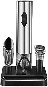 Electric Corkscrew Set, Electric Wine Opener with Foil Cutter, Wine Vacuum Stopper, Wine Pourer, 4-in-1 Gift for Home Kitchen Party, Bar (Wine Opener set)