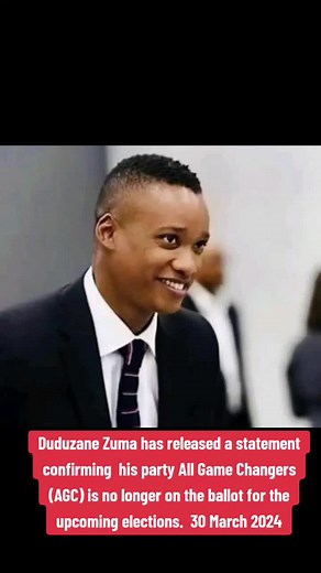 Duduzane Zuma Statement on All Game Changers Party Exclusion