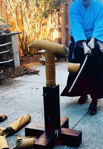 Cutting scrap pieces of tatami is important for skill development in Tameshigiri. #martialarts #martialartslife #katana #iaido #tameshigiri