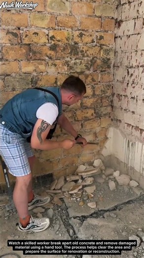 Breaking Up Concrete by Hand | Satisfying Demolition Work