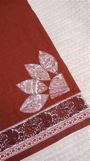 Corner applic leafy pattern❣️#diynstitch #applicwork#handmade#beginnersstitch#stitchingguide#fashion