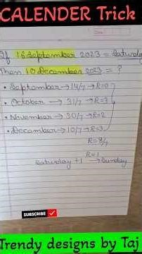 CALENDER tricks to find days #shorts #ssc #ppsc #mathchallenge #mathtricks #@tajsharmamaur