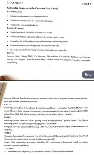 +3 1st year MDC(Computer fundamentals 🖥️) syllabus, 1st semester, NEP 2020 🎉👍😊