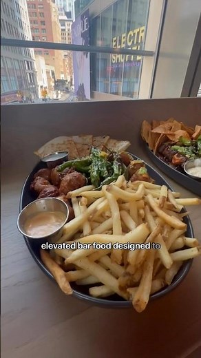NYC’s new Electric Shuffle #electricshuffle #nycrestaurants #shuffleboard #cocktail #wings #barfood