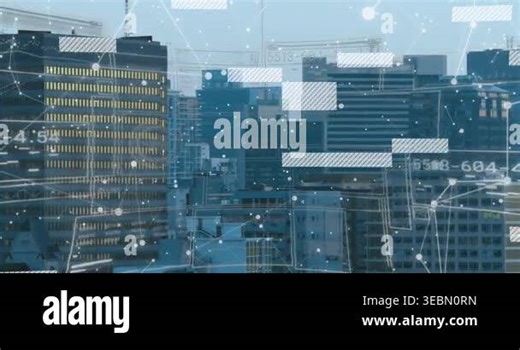Animation of interface with data processing against aerial view of tall buildings. Computer interface and business data technology concept Stock Video Footage - Alamy