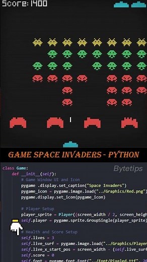 Tạo game Space Invaders bằng Python #pygame #pygame #shorts