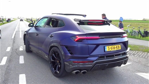 Lamborghini Urus Performante rear view matte blue SUV