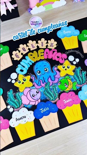 Cartel de cumpleaños🎂🎉🐟 #manualidades #pancarta #cartelespersonalizados