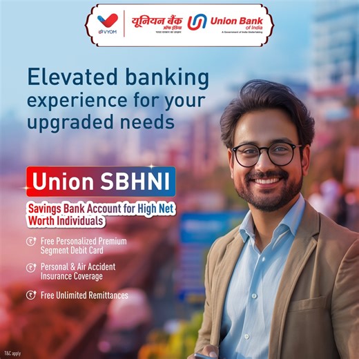 Giving your banking experience a touch of convenience and benefits tailored for your needs through Union SBHNI. Know More: https://tinyurl.com/UnionSBHNIInfo Apply Now: https://www.unionbankofindia.co.in/applynow/ #UnionBankOfIndia #GoodPeopleToBankWith | Union Bank of India