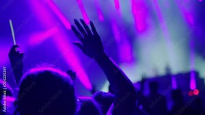 Woman having fun at a concert or music festival 4K, event entertainment, audience excitement, live performance atmosphere, concert, music festival, crowd, party.