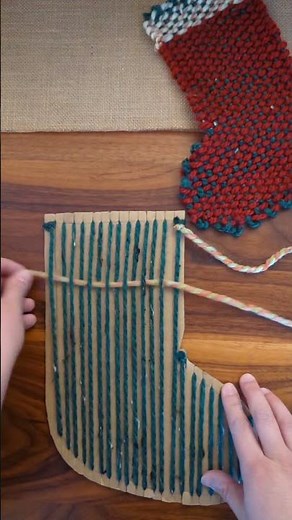 DIY Cardboard Loom Woven Christmas Stocking | Easy Kid's Craft for the Holidays!