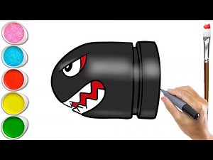 How to Draw Bullet Bill from Super Mario Cartoon | Mady Arts