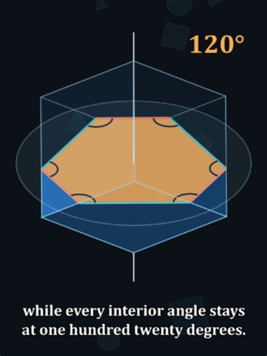 One flat cut through the center of a cube, perpendicular to its space diagonal, leaves a regular hexagon. #math #geometry #cube #hexagon #manim #mathanimation #stem #learnontiktok