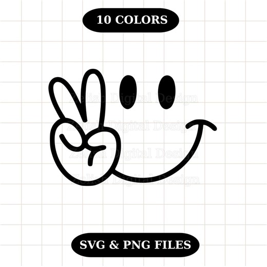 Peace Sign Smiley SVG PNG, Minimal Face Clipart, Cricut Cut File (digital Download) - Etsy