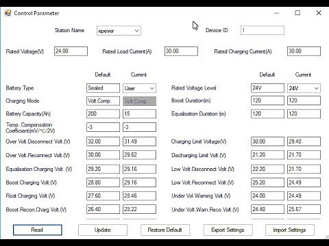 EPEVER Tracer-AN Series 18650 Lithium Configuration