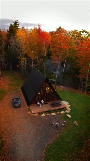 Cabin in the woods mode engage #drone #newengland #fall #vermontb