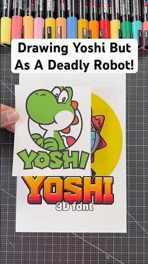 Drawing Yoshi But As A Deadly Robot! 🤯 #drawing #shorts #supermario