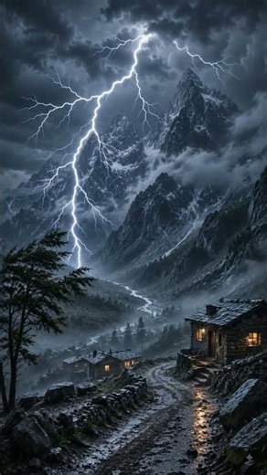 Thunderstorm in the Dark Mountains ⚡🌧️ | Epic Lightning & Rain | Cinematic Nature 4K