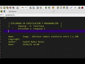 ACTIVIDAD 1 - Lenguaje C | Adivinar número aleatorio entre 1 y 100 |